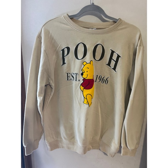 Disney Tops - Disney‎ Winnie the Pooh Sweatshirt EST. 1966 Beige Crew Neck Pullover Medium